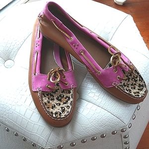 Sperry Top-Sider Pink & Leopard print loafers